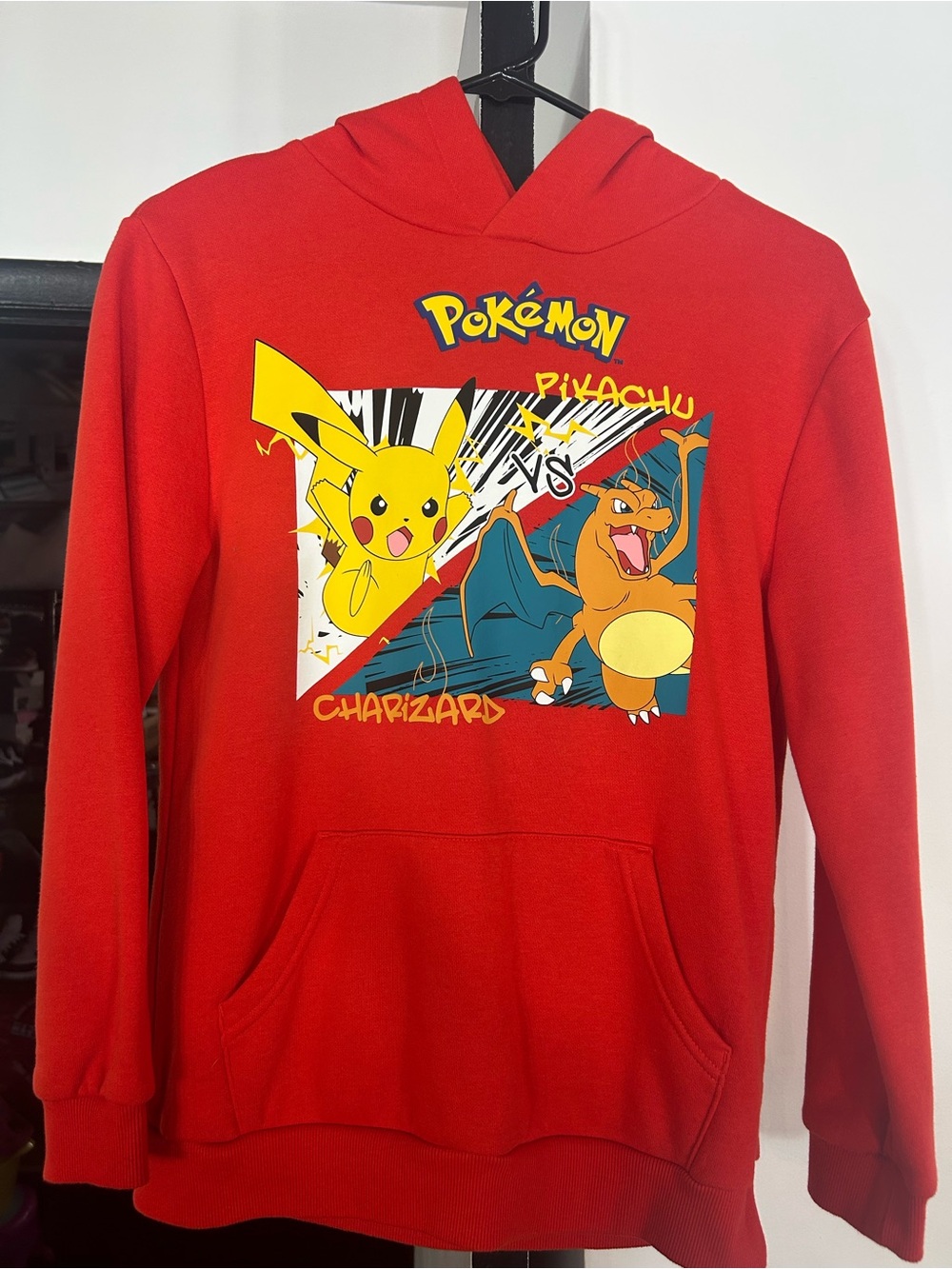 Pokemon Red Pikachu vs Charizard Kids Hoodie size 10-12 boys medium